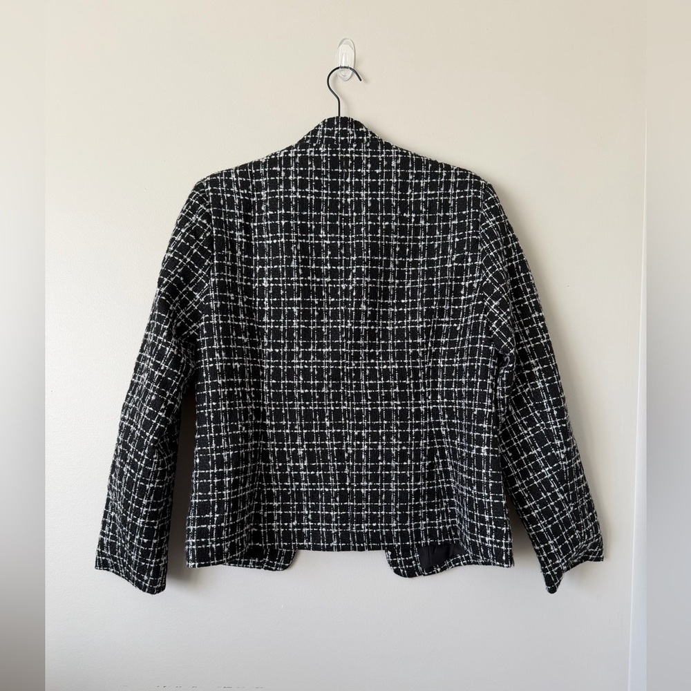 Mina Self Tweed Blazer Black and White Size M - Picture 7 of 8